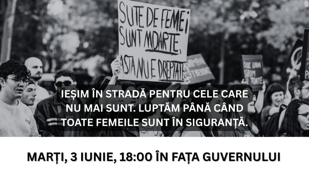 Protest organizat marți, în Piața Victoriei. Centrul Filia cere măsuri urgente pentru siguranța femeilor, după uciderea unei tinere de 23 ani de fostul partener