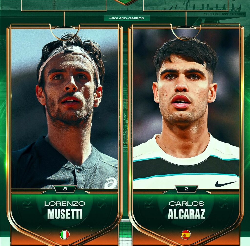 Alcaraz-Musetti, în seminfinale de la Roland Garros