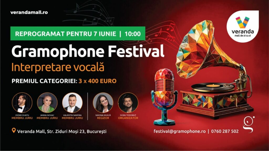 La Veranda Mall arta prinde viață. Găzduiește Festivalul Gramophone, concursul care promovează tinerele talente muzicale și oferă publicului un spectacol inedit