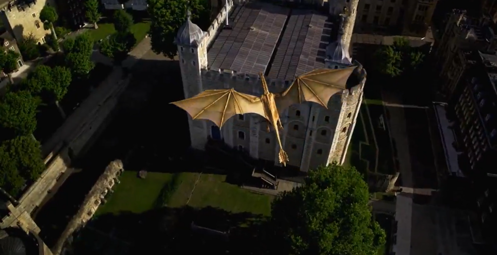 Un dragon uriaș a zburat deasupra Londrei