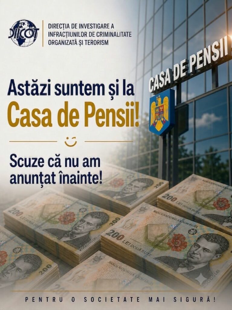 DIICOT, controale la casele de pensii cu ironii la adresa lui Pîslaru: Scuze că nu am anunțat înainte