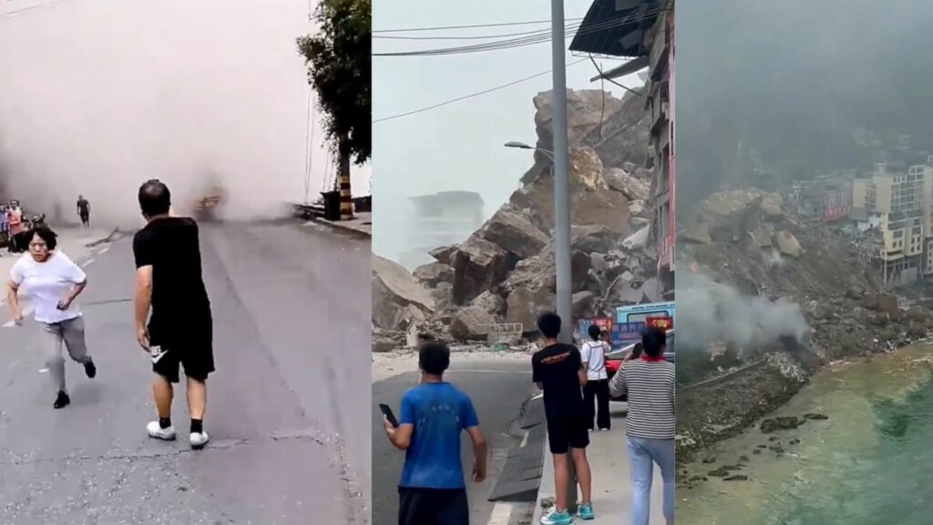 Groază într-un oraș din China: blocuri întregi, înghițite într-o alunecare de teren. Peste 1.000 de locuitori evacuați