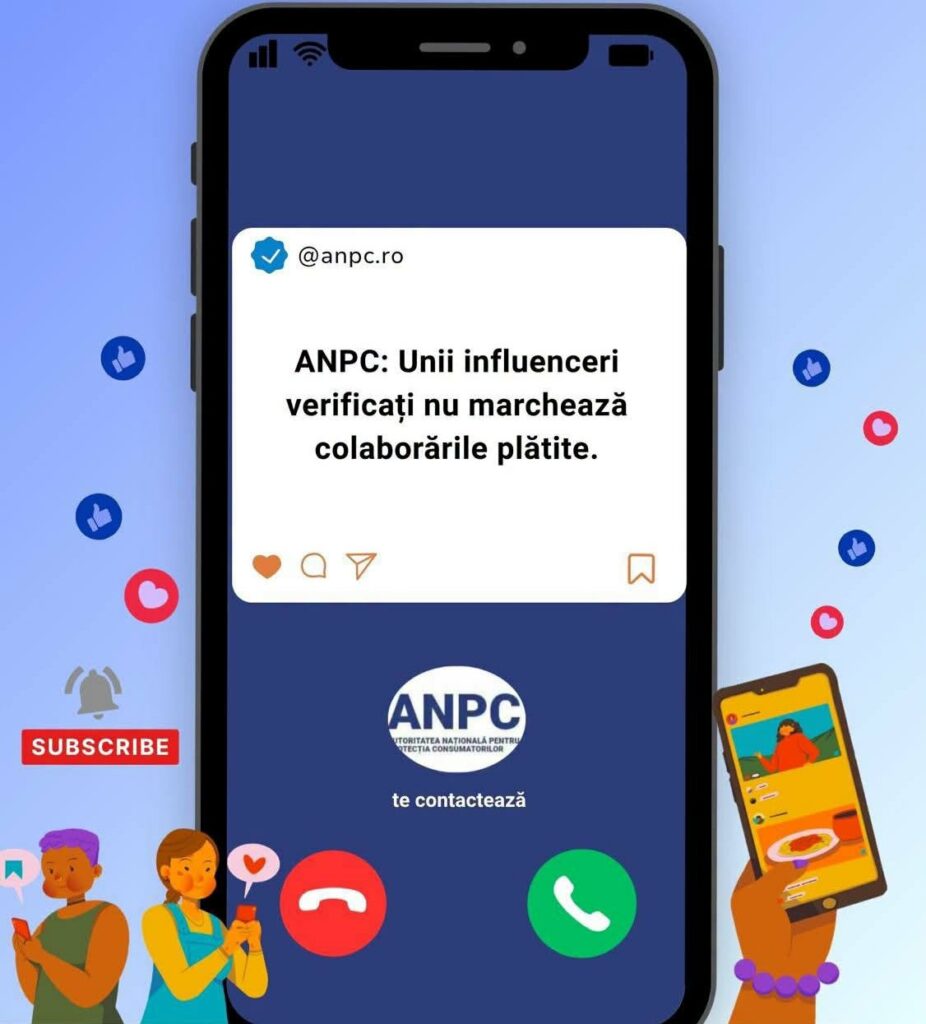Influenceri din România, luați la verificat de ANPC / 70% folosesc AI și nu-și informează urmăritorii despre asta