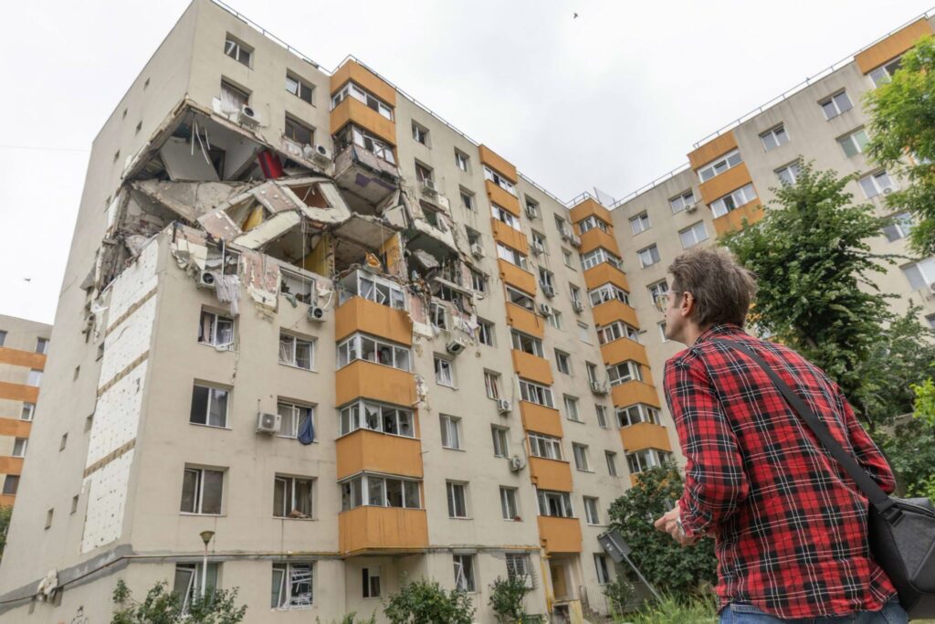 Blocul afectat de explozia din Rahova, inspectat cu drona înaintea lucrărilor