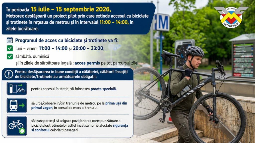 Metrorex schimbă regulile pentru biciclete și trotinete / Cum vei putea intra cu bicicleta în metrou