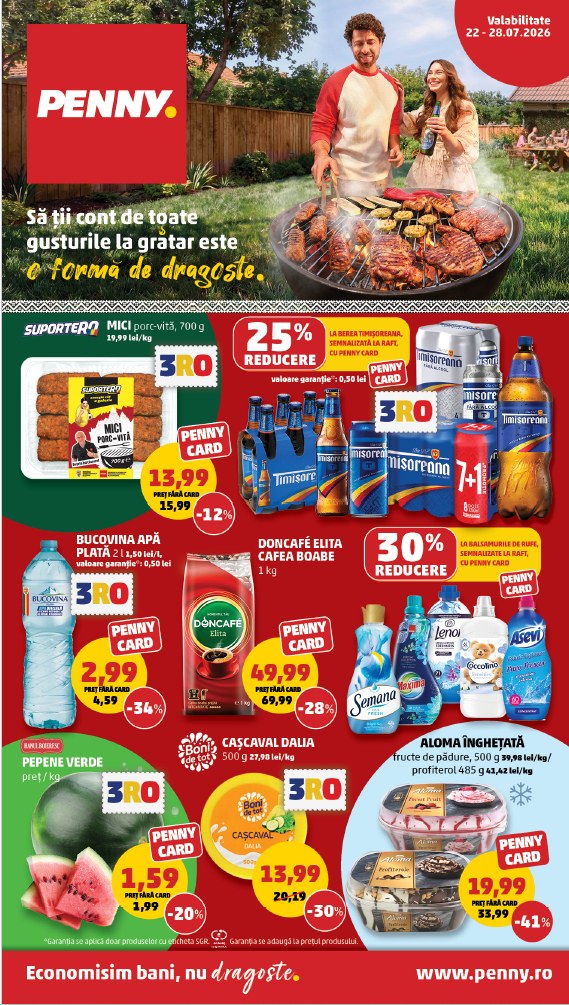PENNY România: produse pentru grătar și oferte 3RO în perioada 22-28 iulie 2026