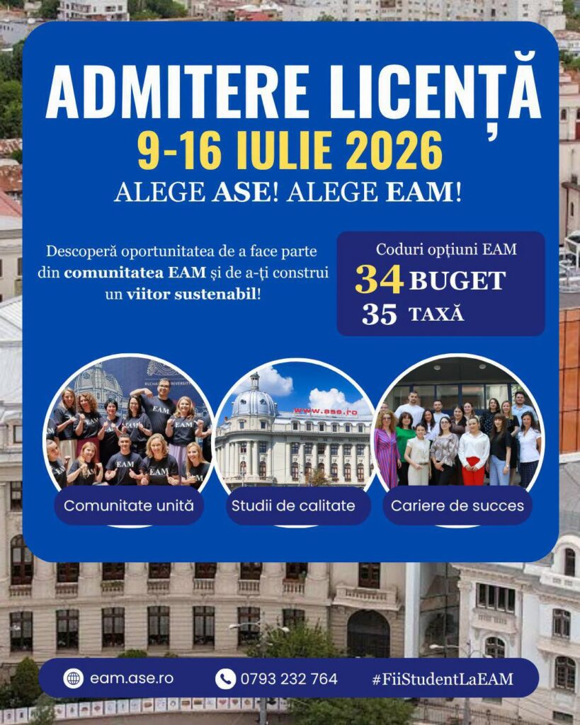 Facultatea de Economie Agroalimentară și a Mediului din cadrul ASE București dă startul admiterii 2026