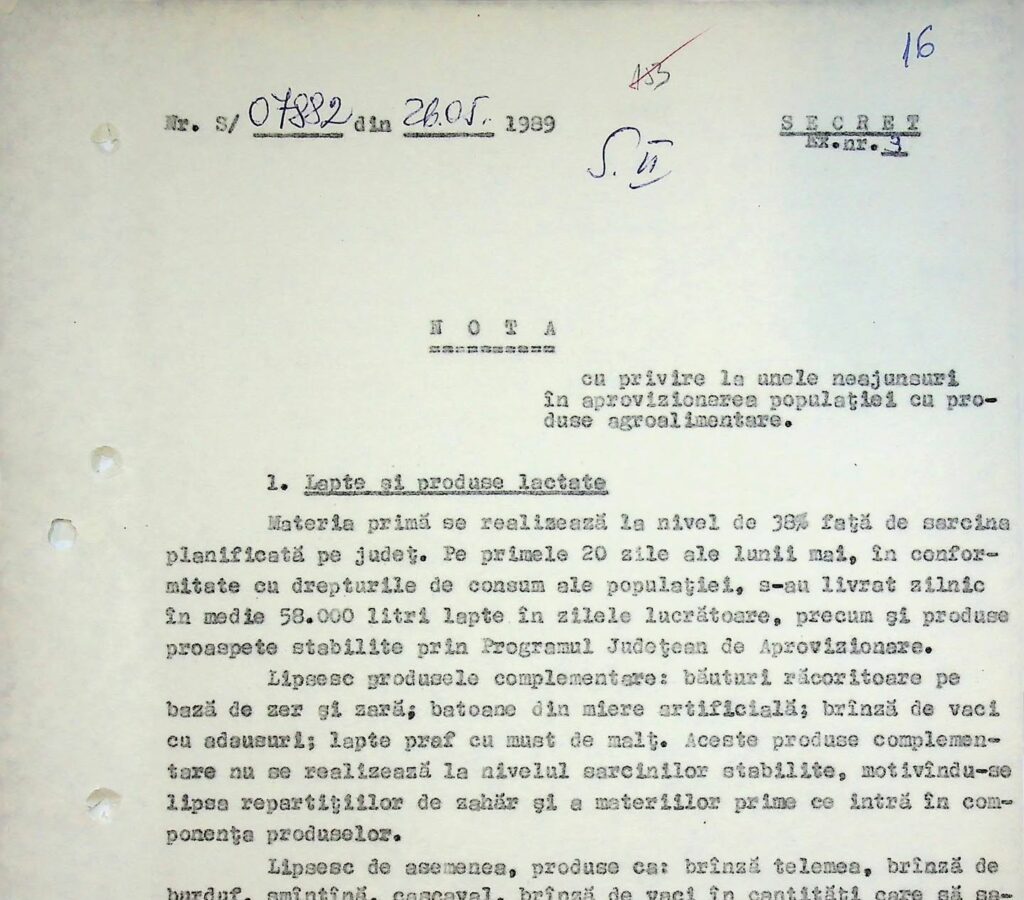 Lipsurile alimentare în comunism. Notă secretă a Securității din 1989: Nu se găsesc conserve de carne, compoturi. Ouăle puse la vânzare, doar 30% din necesarul populației