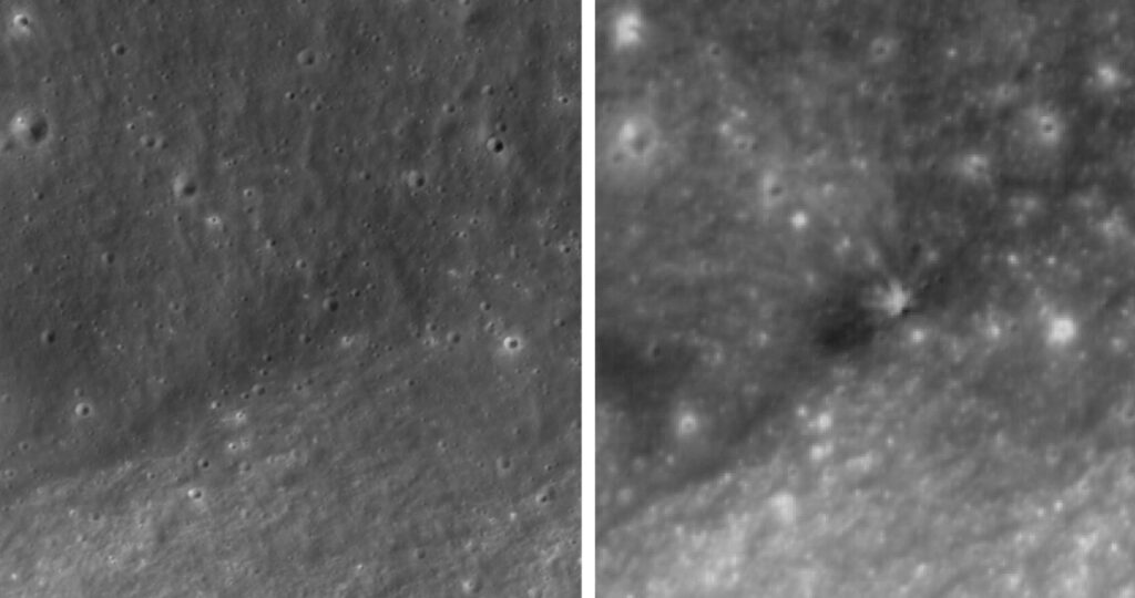 Luna are un nou crater. Primele imagini surprinse după impactul unei rachete SpaceX