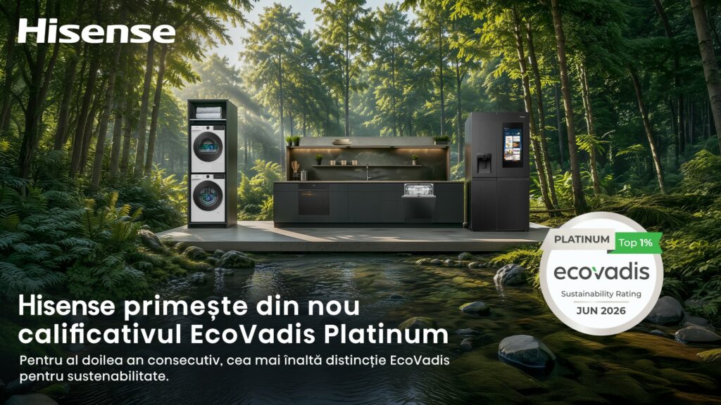 Hisense primește pentru al doilea an consecutiv cel mai înalt calificativ EcoVadis Platinum