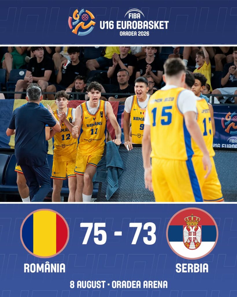 Baschet: România bate Serbia, 75-73. Victorie dramatică la Europenele U16