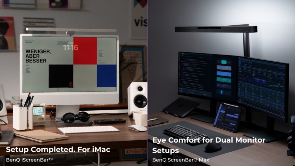 BenQ extinde gama ScreenBar cu ScreenBar Max și iScreenBar, două soluții pentru spațiile de lucru moderne