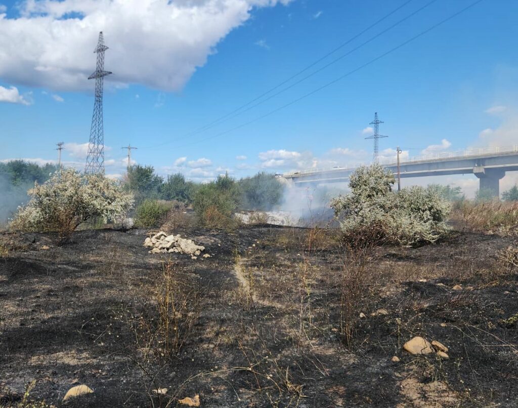 Incendiu puternic de vegetație în Vrancea. Flăcările au cuprins aproximativ 10 hectare, iar pompierii intervin cu mai multe autospeciale