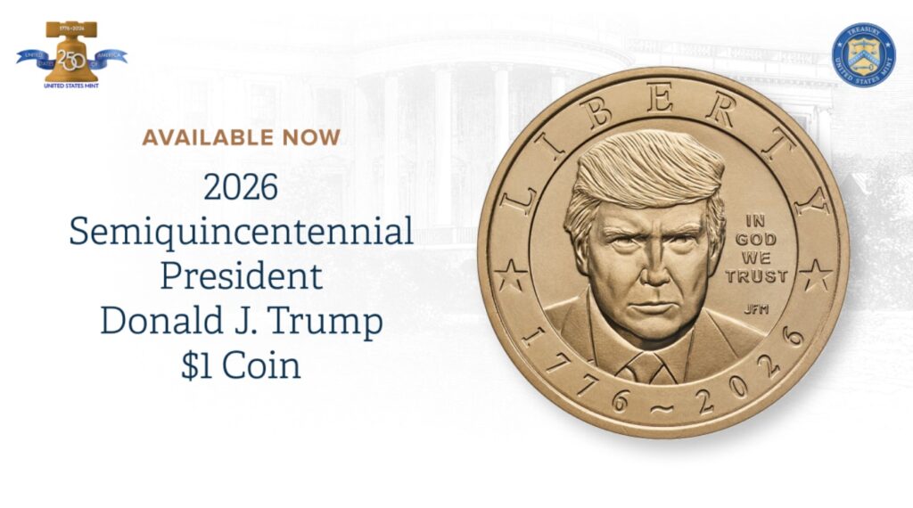 Trump apare pe o monedă de 1 dolar: piesa aniversară a SUA a fost pusă în vânzare
