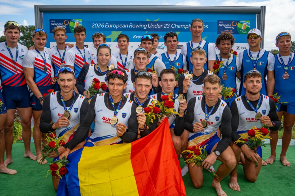 România, locul 1 pe națiuni la Europenele U23 de canotaj. Nouă medalii de aur pentru tricolori