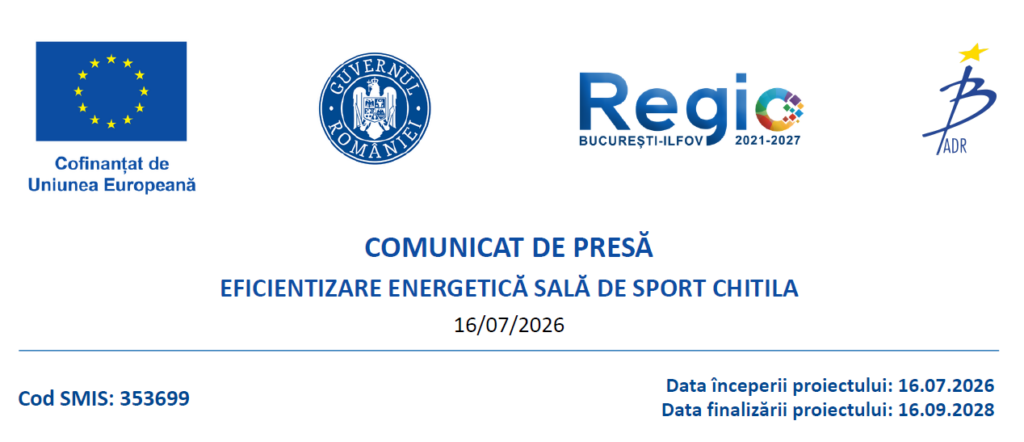 Comunicat de presă Eficientizare energetică sală de sport Chitila