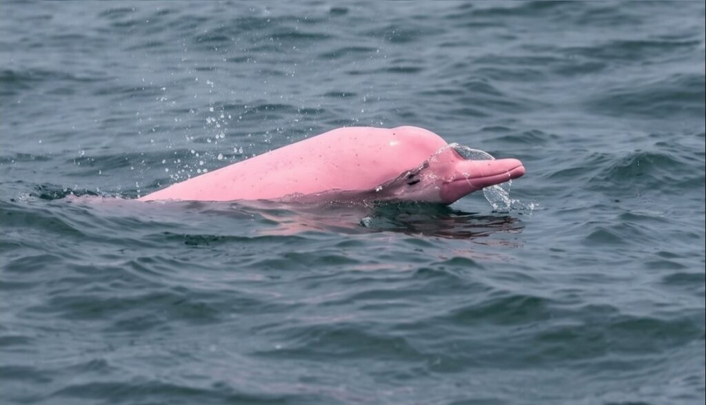 Un delfin roz, filmat în largul coastelor Omanului, a devenit viral. Specialiștii explică de ce are această culoare neobișnuită