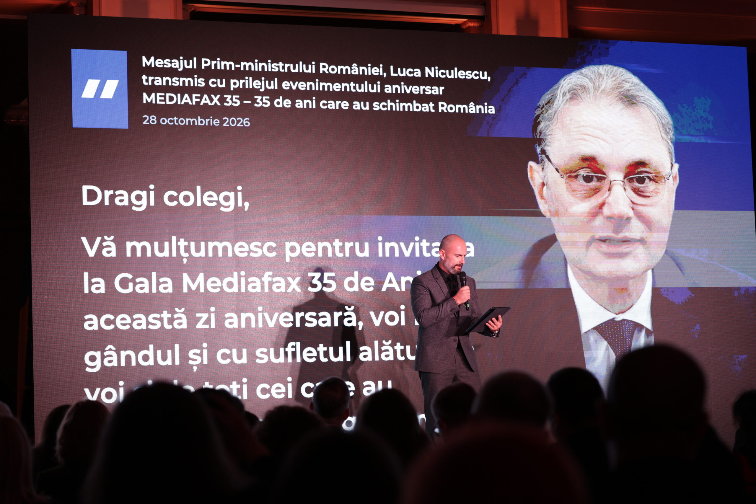 Premierul Luca Niculescu, mesaj la Gala MEDIAFAX 35: Port în suflet agenția