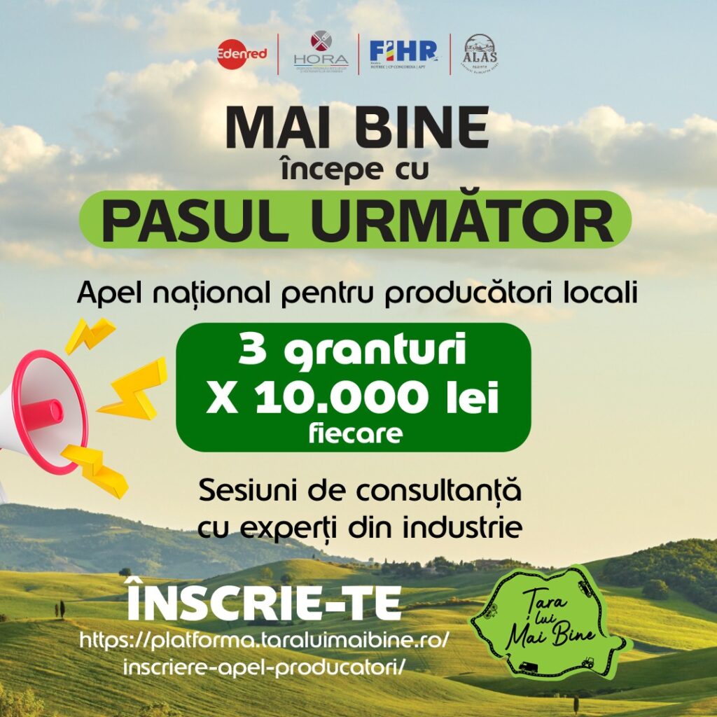 Producătorii locali primesc o șansă în plus: Edenred, HORA și FIHR lansează o nouă competiție națională de granturi
