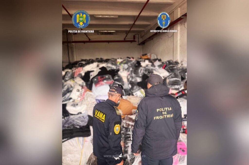 Captură-record la Giurgiu: Polițiștii de frontieră au confiscat haine contrafăcute în valoare de peste 18,7 milioane de lei