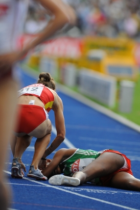 Natalia Rodriguez a câştigat proba de 1500 metri la CM de la Berlin, dar a fost descalificată (Imagine: Mediafax Foto/AFP)